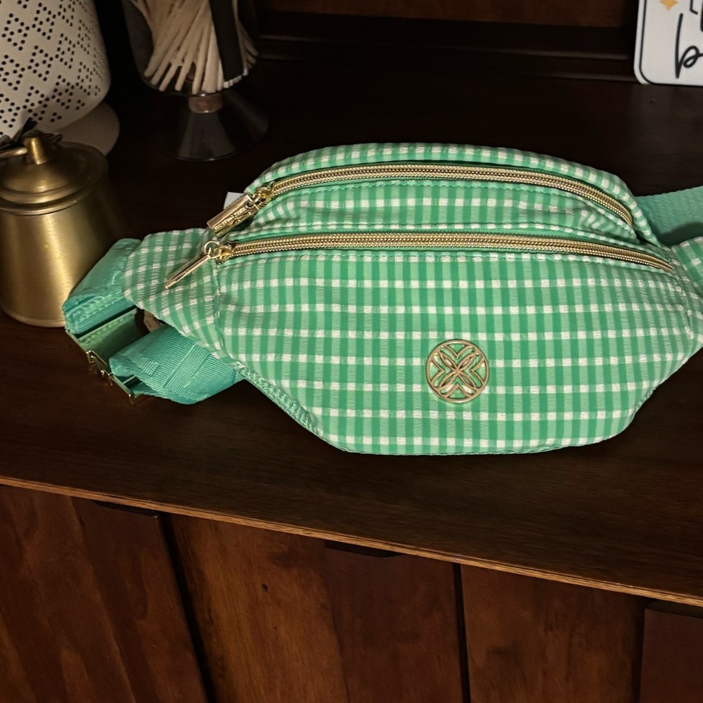 Lilly Pulitzer Glenna Belt Bag in a Fauna Green Performance Gingham - Picture 3 of 6